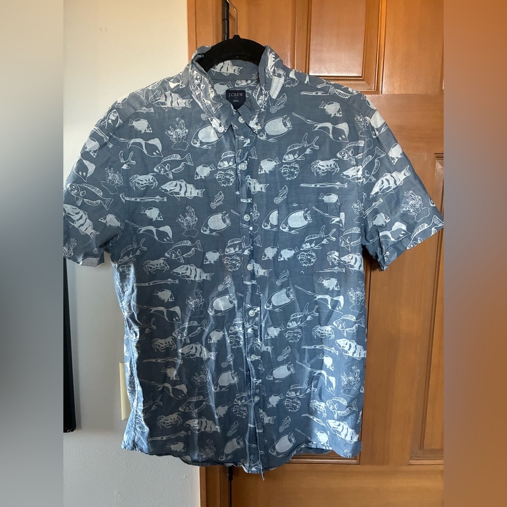 J. Crew Gray Fish Pattern Men's Shirt